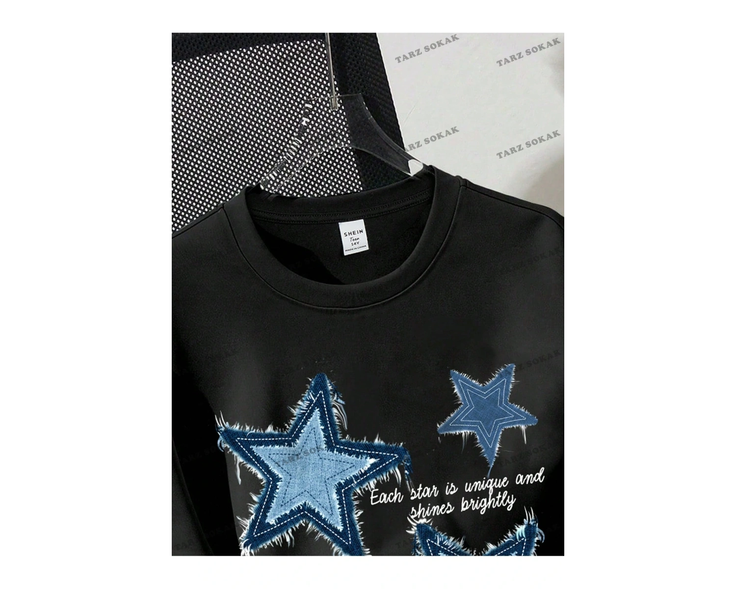 Yıldız Baskılı Oversize Kalıp Unisex T-shirt