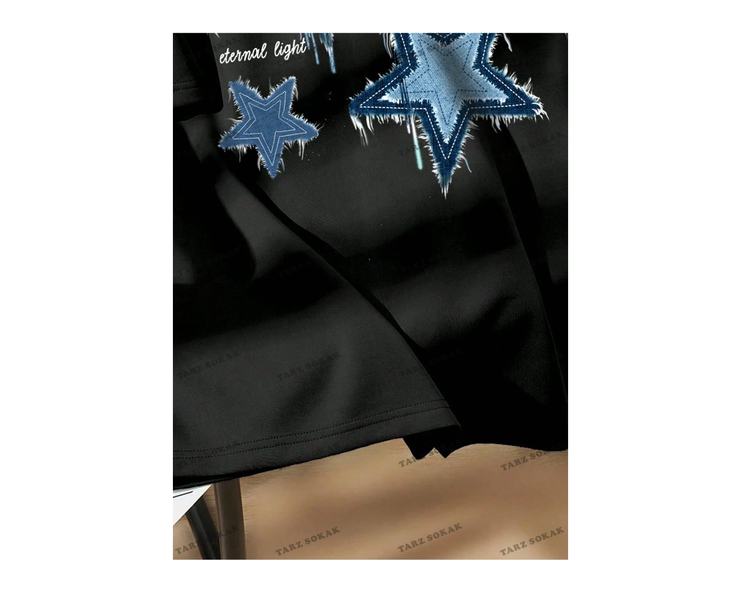 Yıldız Baskılı Oversize Kalıp Unisex T-shirt