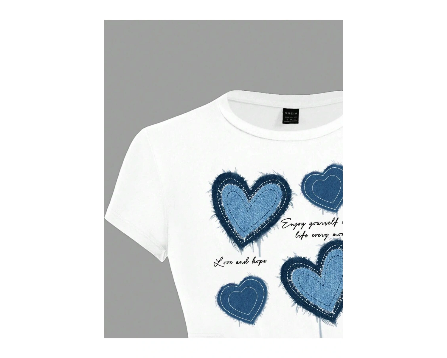 Yıldız Grafikli Yuvarlak Yaka Kısa Kollu Crop