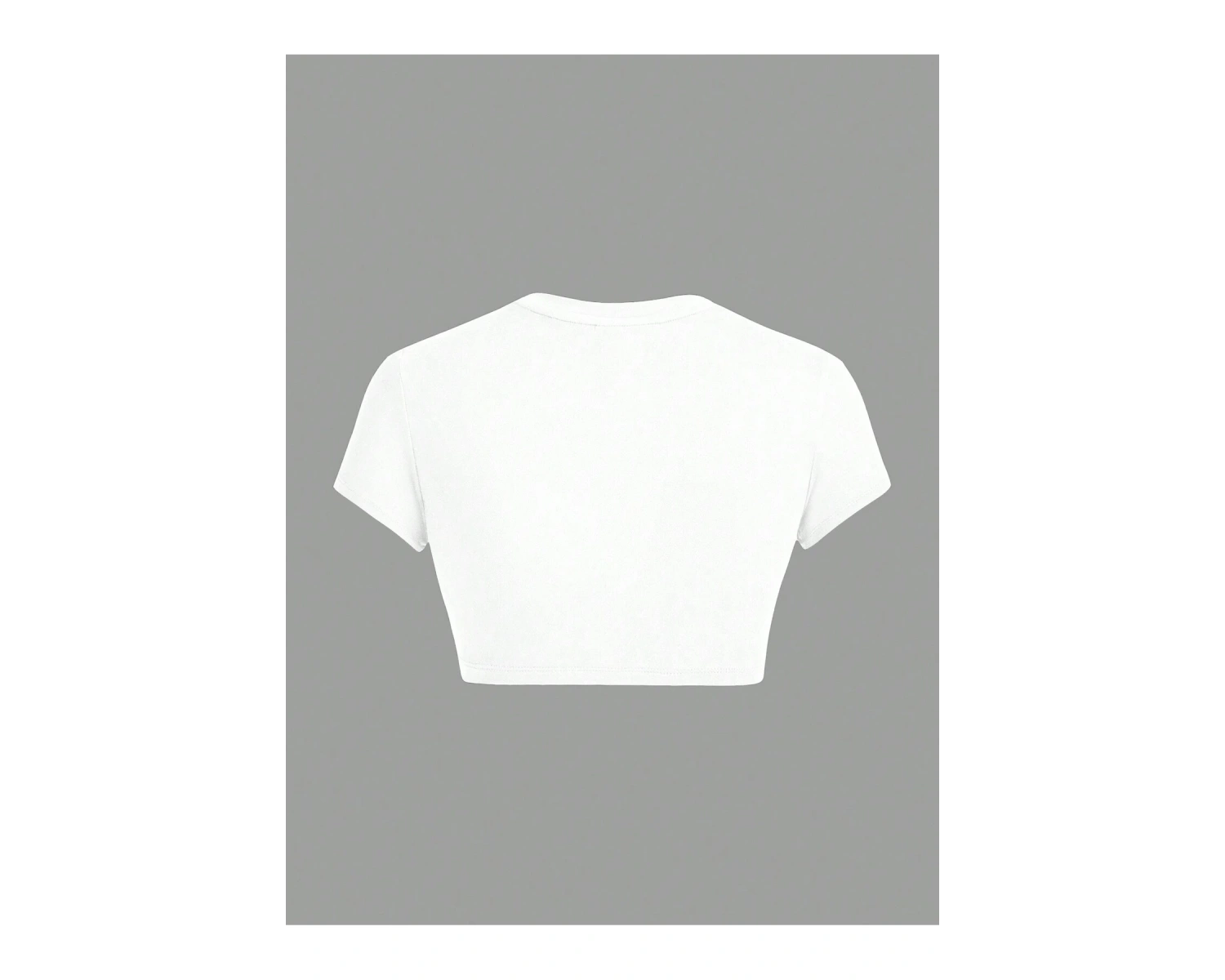 Yıldız Grafikli Yuvarlak Yaka Kısa Kollu Crop