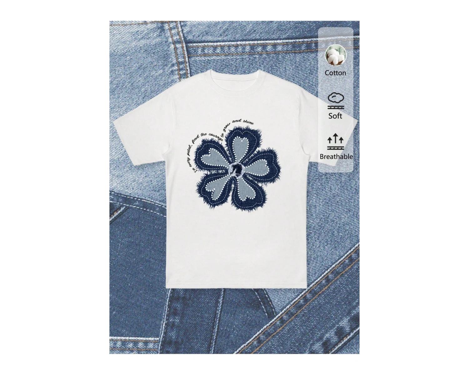 Yıldız Grafikli Yuvarlak Yaka Kısa Kollu Tişört