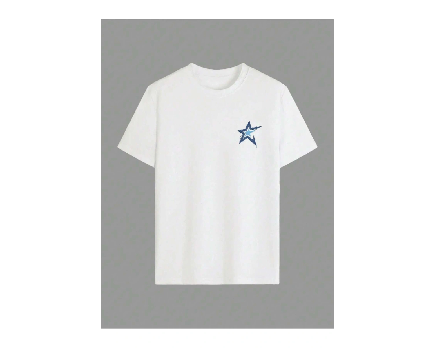 Yıldız Grafikli Yuvarlak Yaka Kısa Kollu Tişört