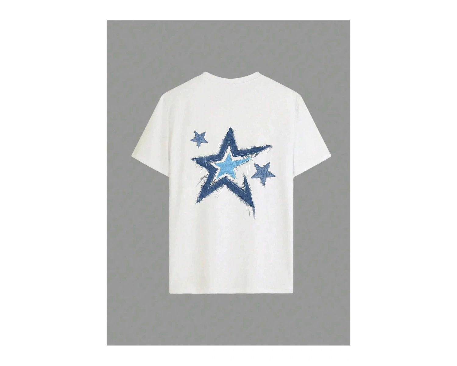 Yıldız Grafikli Yuvarlak Yaka Kısa Kollu Tişört