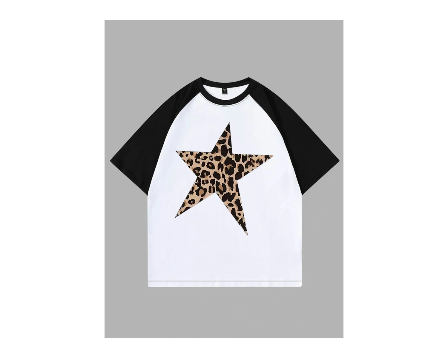 YILDIZ LEOPAR BASKILI ÇİFT RENK T SHIRT