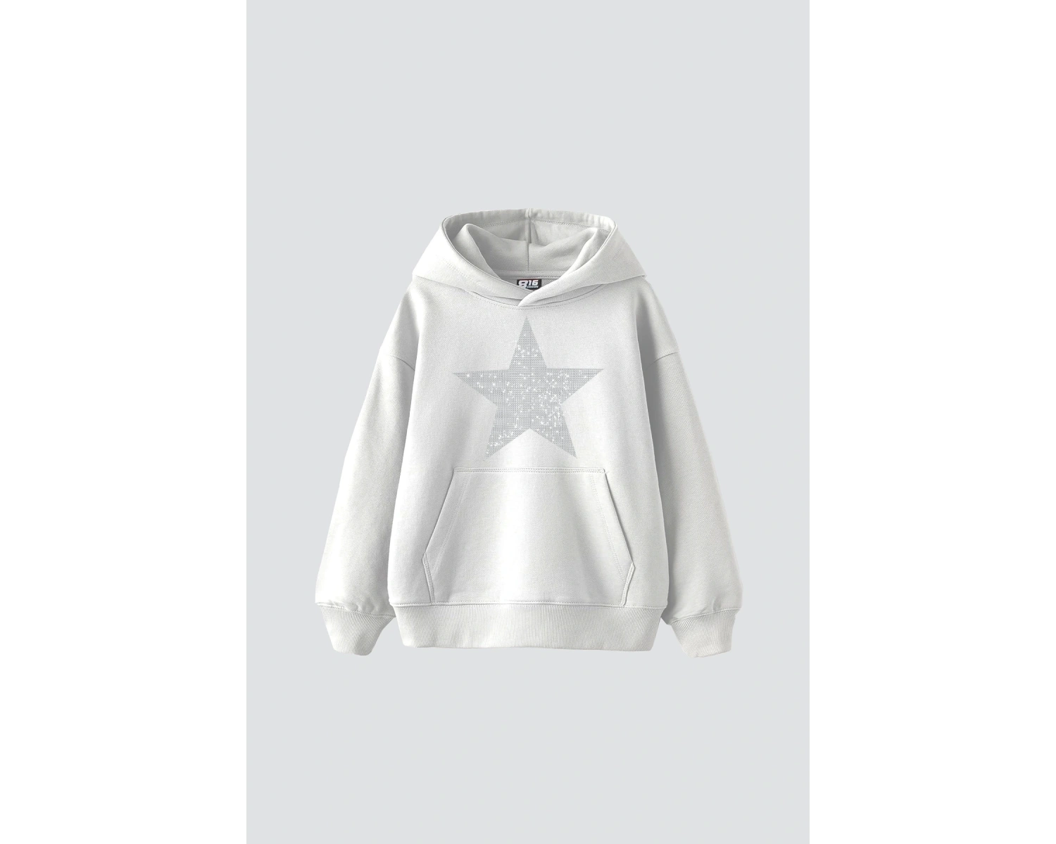 Yıldız Taş Baskılı Oversize Unisex Beyaz