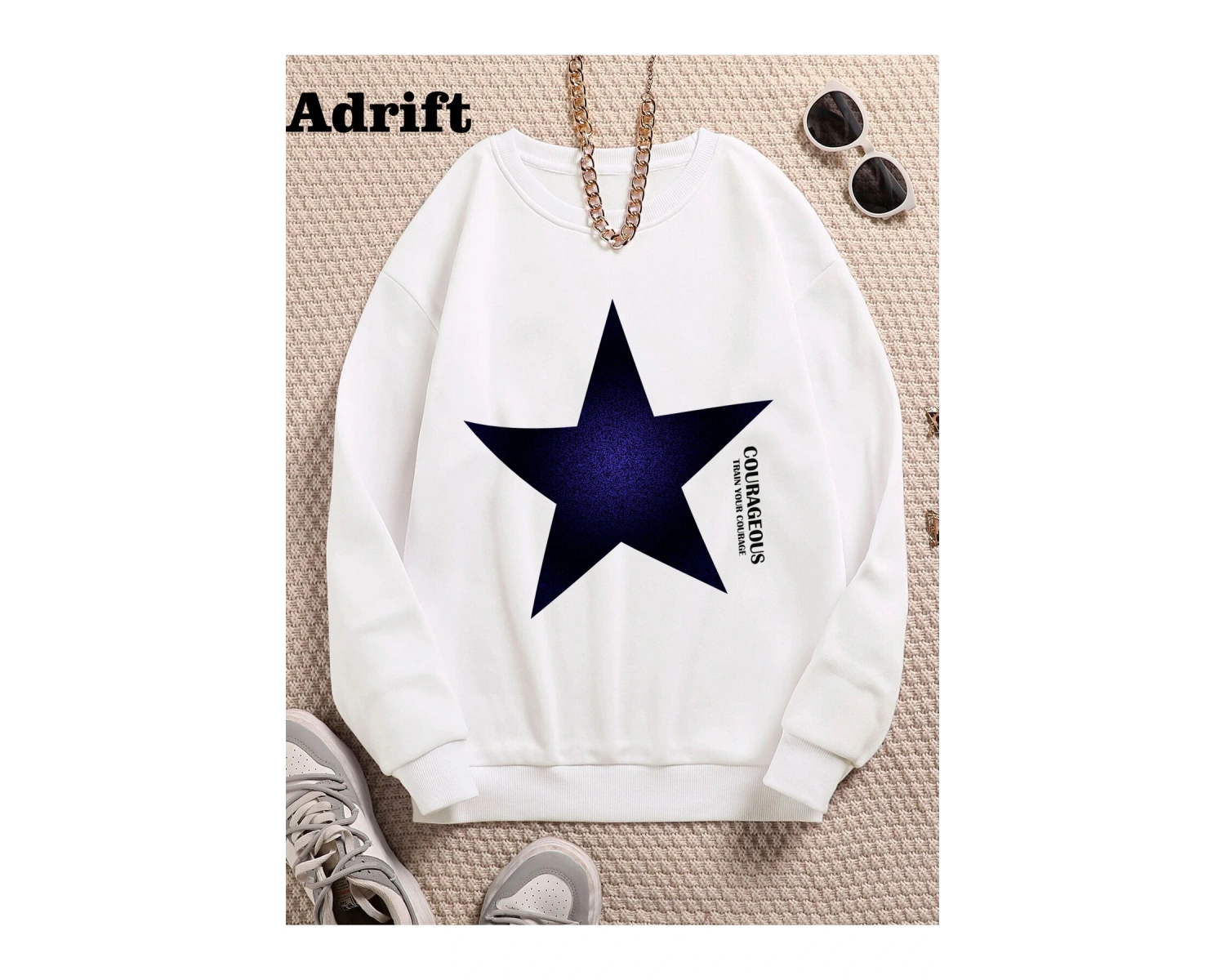 Yıldız Y2k Harajuka Style Sokak Trend Tasarım Harajuku/gotik Beyaz