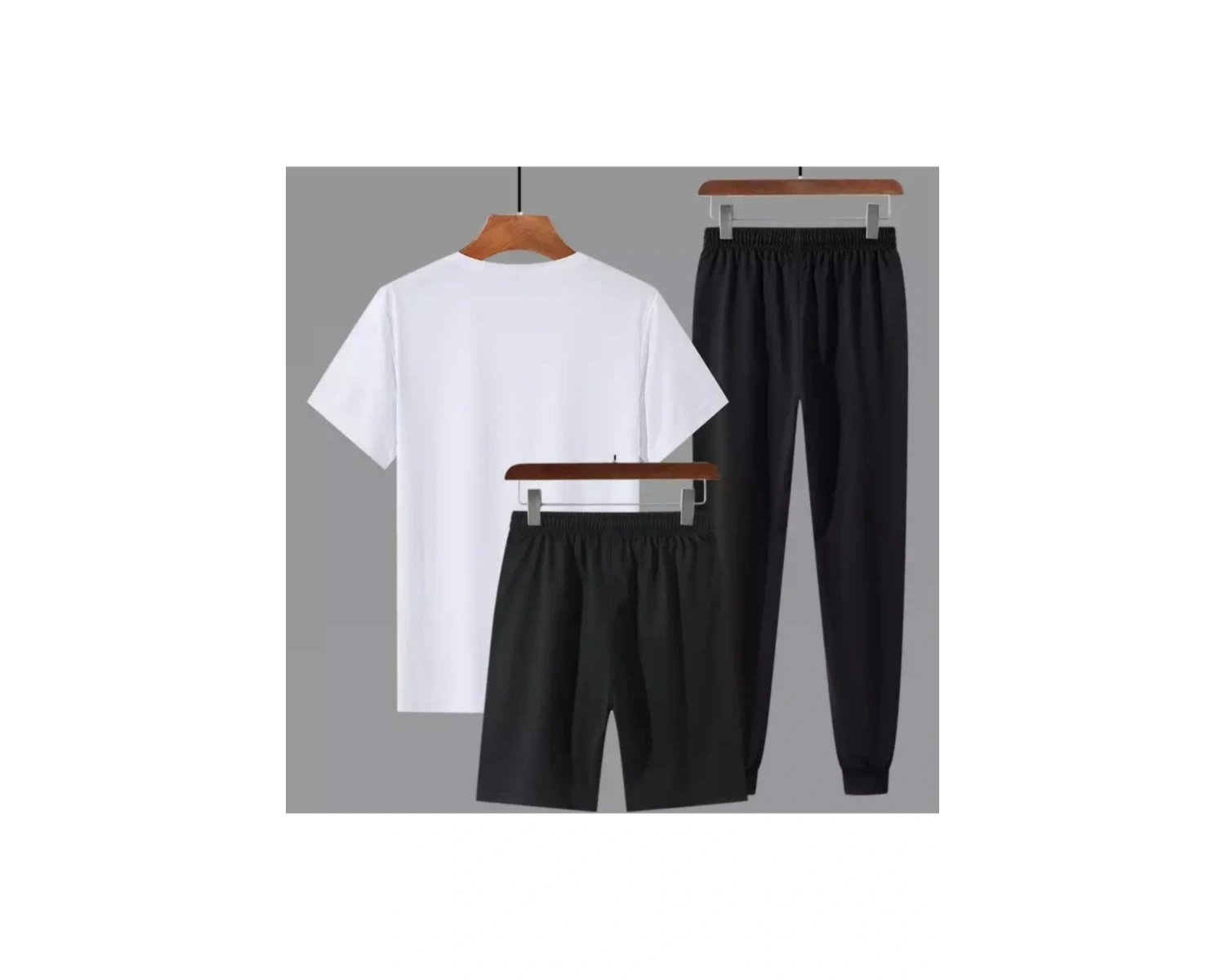 Yuvarlak Yaka Ter Tutmayan %100 Pamuk Yeni Stil Kısa Kollu Şortlu 3lü Erkek Eşofman Takımı