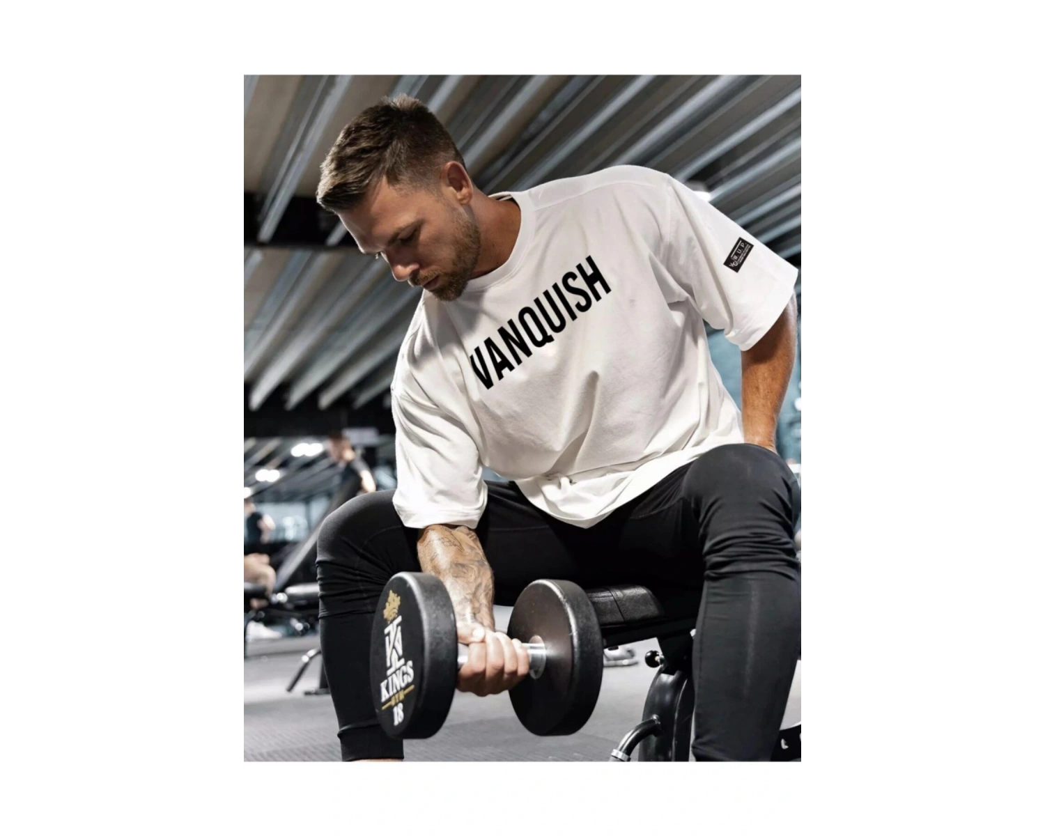 Yuvarlak Yaka Vanquısh Baskılı %100 Pamuk Oversize Yeni Stil Gym Erkek T-shırt