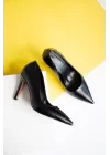 Marela Siyah Mat Rugan Kadın Topuklu Ayakkabı