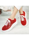 Dantela Kırmızı Dantelli Sneaker Spor Ayakkabı