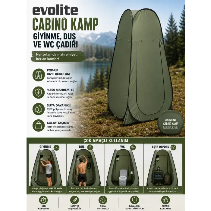 Evolite Cabino Kamp Giyinme, Duş ve WC Çadırı