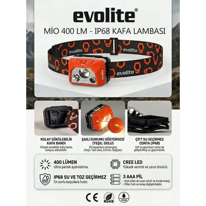 Evolite Mio 400 Lm IP68 Kafa Lambası