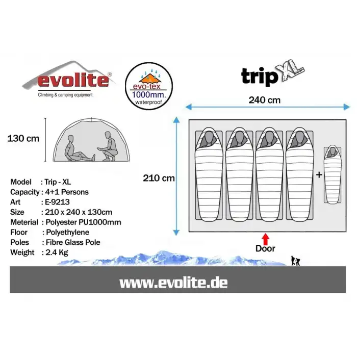 Evolite Trip XL Monodome 4+1 Kişilik Kamp Çadırı