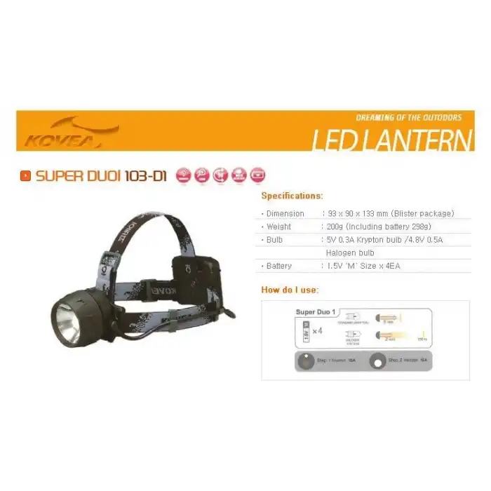 Kovea Super Duo 1 Kafa Lambası