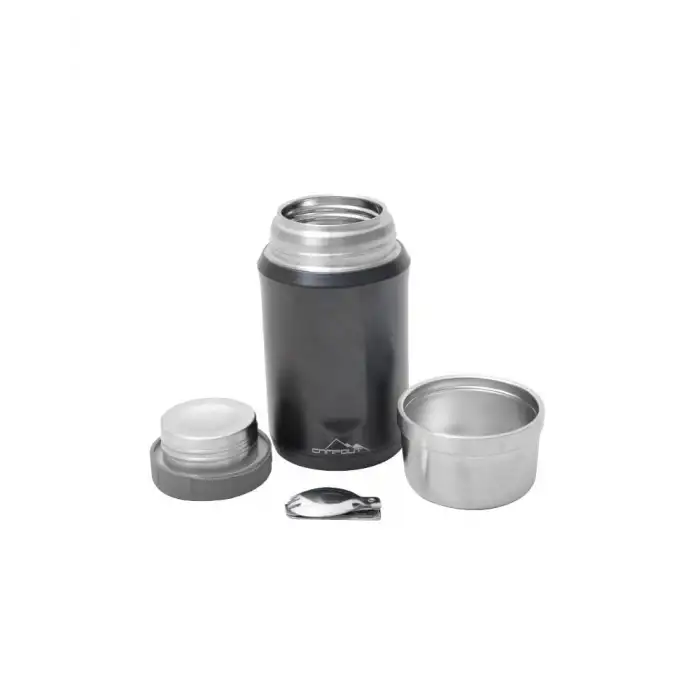 NURGAZ CAMPOUT ÇİFT KATMANLI YEMEK TERMOSU 600 ML - SİYAH