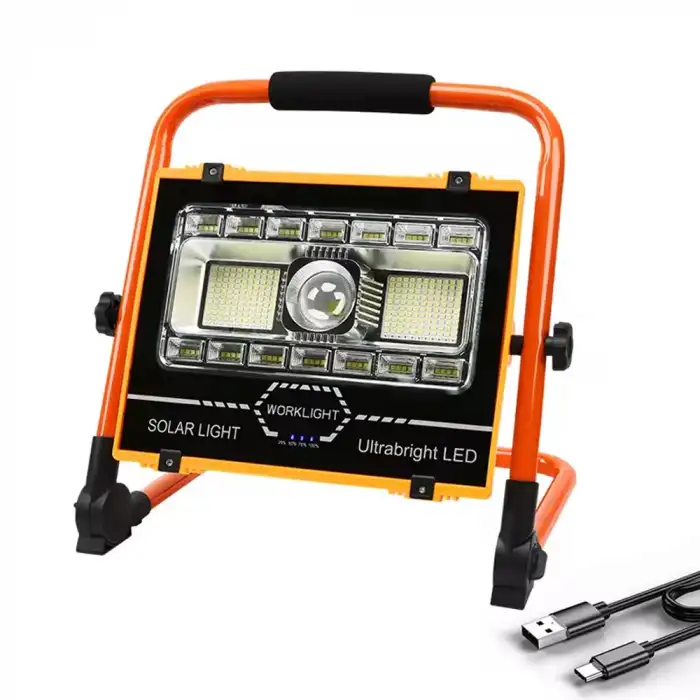 Watton WT-734 P70 LED Solar Panel Şarjlı Taşınabilir Projektör (176 SMD + Yan LED)