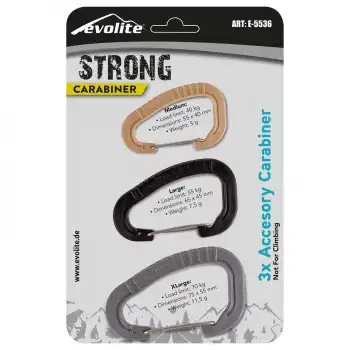 Evolite Strong 3lü Karabina Seti - Gri/Siyah/Bej