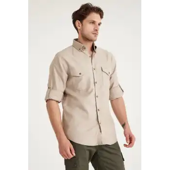 Q&Steinbock Anatolia Erkek Teknik Gömlek - Sand