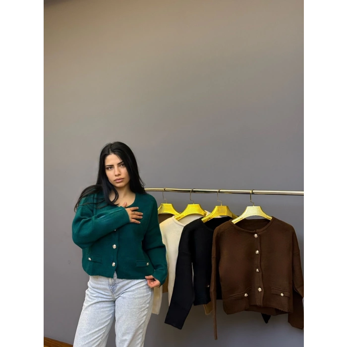 Şardonlu Triko Hırka