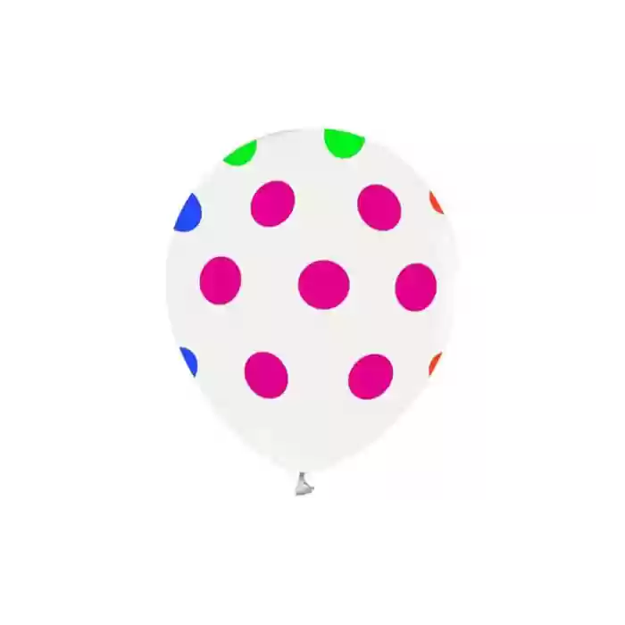 Beyaz Renk Florasan Puantiyeli Balon 10lu Paket