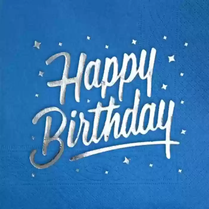 Mavi Happy Birthday Peçete Varaklı (16 Adet)