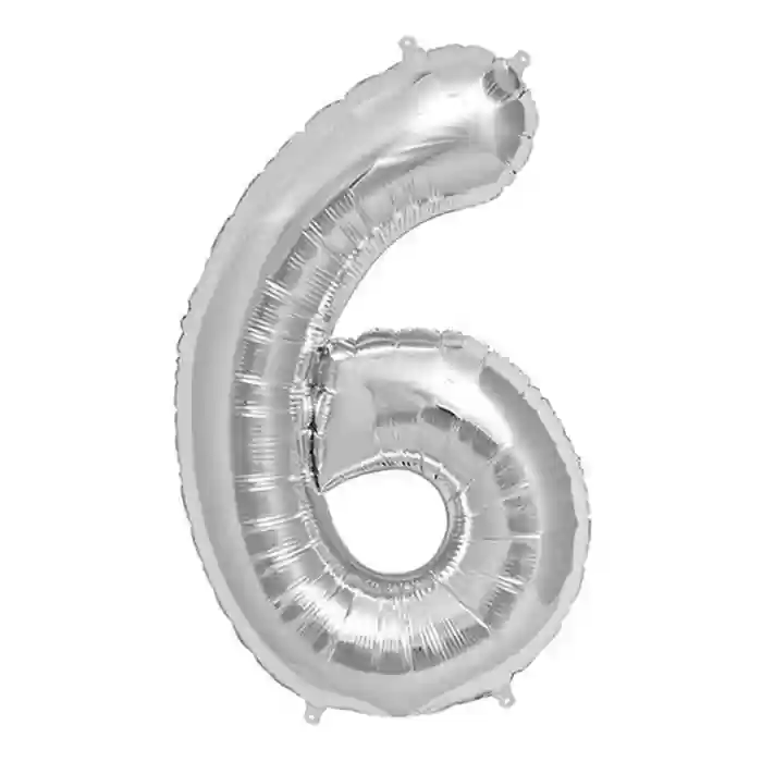 6 Rakam Folyo Balon Gümüş 40 CM (16 İNÇ)