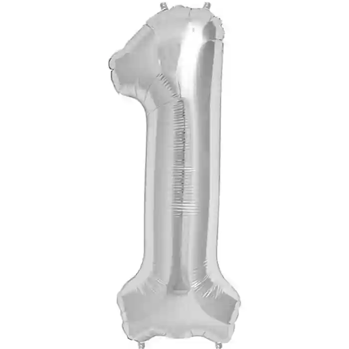 1 Rakam Folyo Balon Gümüş 40 CM (16 İNÇ)