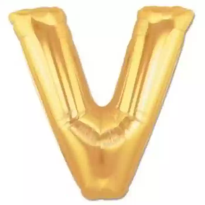 V Harf Folyo Balon GOLD 40 CM (16 İNÇ)