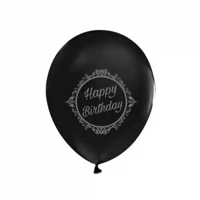 Happy Birthday Baskılı Siyah Balon 10 Adet