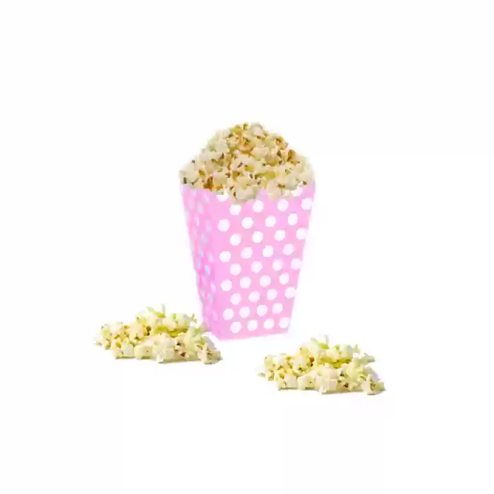 Pembe Puantiyeli Popcorn Mısır Kutusu 8li