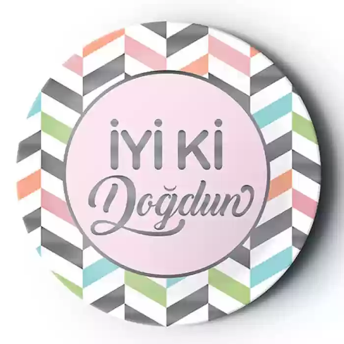 6lİ Karton Tabak Gümüş Yaldızlı İyi Ki Doğdun Karnaval Pembe