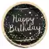 Siyah Happy Brithday Gold Varaklı Tabak 6lı