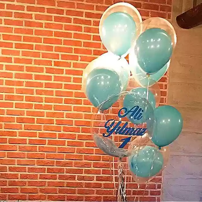 Kişiye Özel Tasarımlı Yazılı Tüylü Şeffaf Balon
