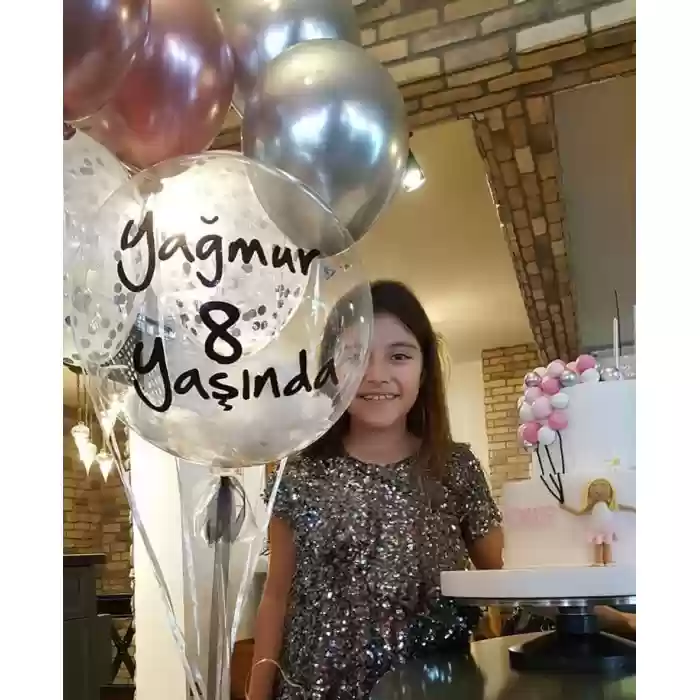 Kişiye Özel Tasarımlı Yazılı Tüylü Şeffaf Balon