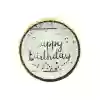 Beyaz Happy Brithday Gold Varaklı Tabak 6lı