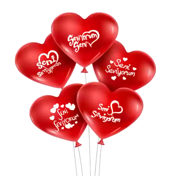 Kalpli Seni Sevyorum Yazılı Balon 10 Adet
