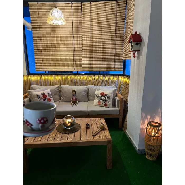 Evesen Bambu Stor Perde Bej Doğal