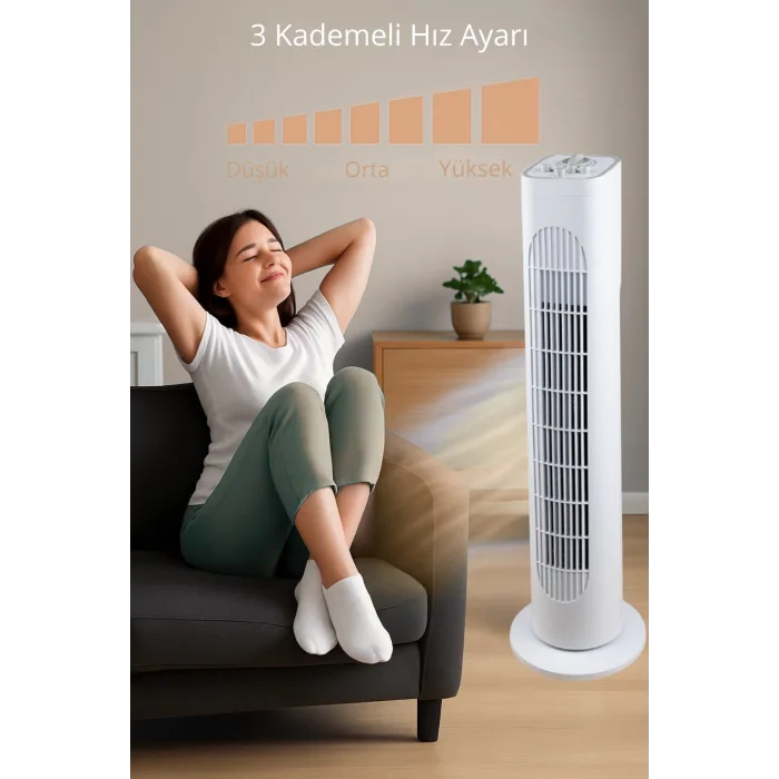 Kule Tipi Zaman Ayarlı Vantilatör 50 w