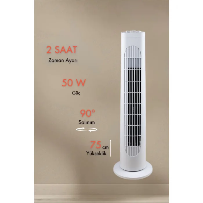 Kule Tipi Zaman Ayarlı Vantilatör 50 w
