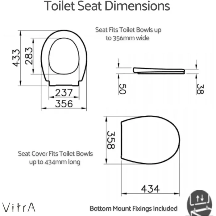 VitrA Yavaş Kapanır Ses-yok Klozet Kapağı Model-1 109-003-909