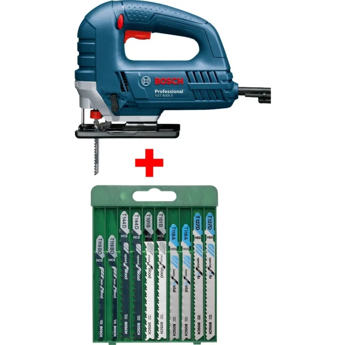 Bosch Professional Gst 8000 E Dekupaj Testere Dekopaj + 10 Parça Metal Ahşap Karışık Testere Bıçağı