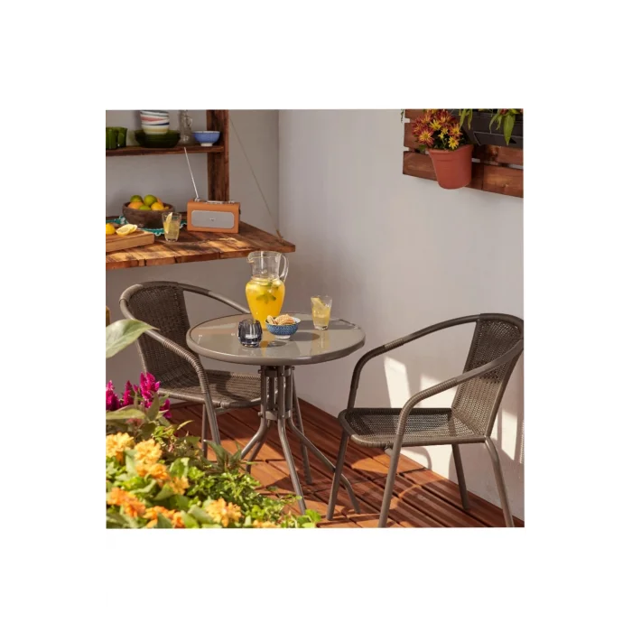 Bistro Bahçe Balkon Seti Masa Sandalye Seti Kahverengi
