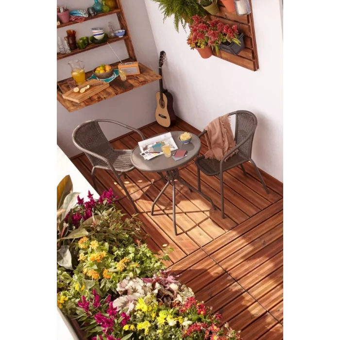 Bistro Bahçe Balkon Seti Masa Sandalye Seti Kahverengi