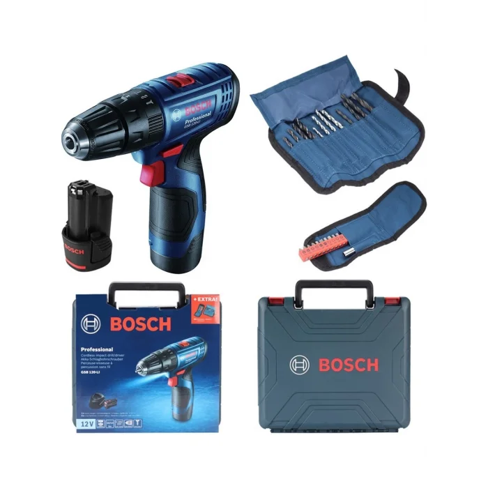Bosch GSB 120-Li 12 V Çift Akülü Darbeli Vidalama Makinesi + 23 Parça Vidama Ucu