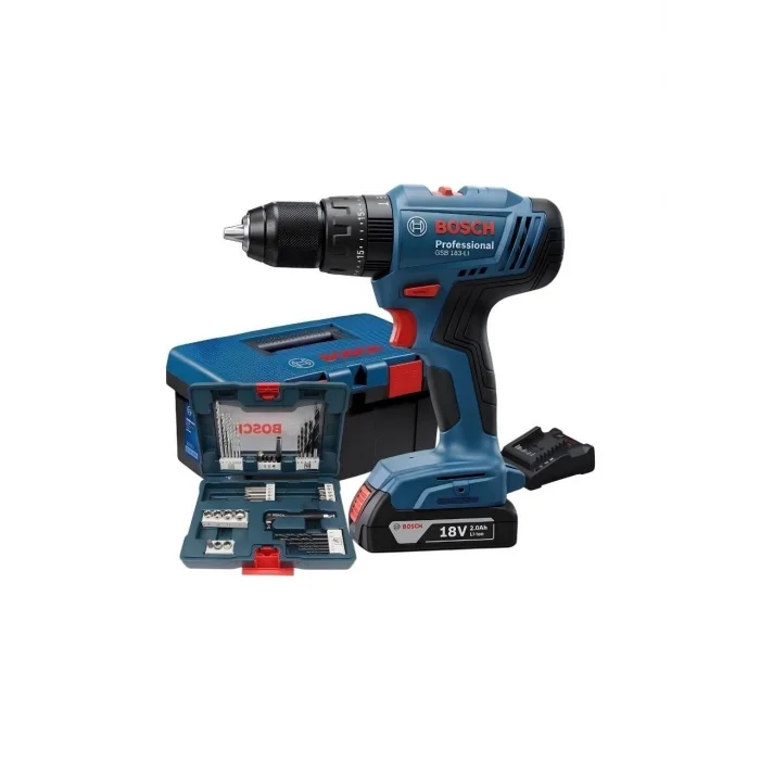 Bosch GSB 183-Lİ Darbeli Matkap (2.0 Ah Akü ve 41 Parça Aksesuar Setli)