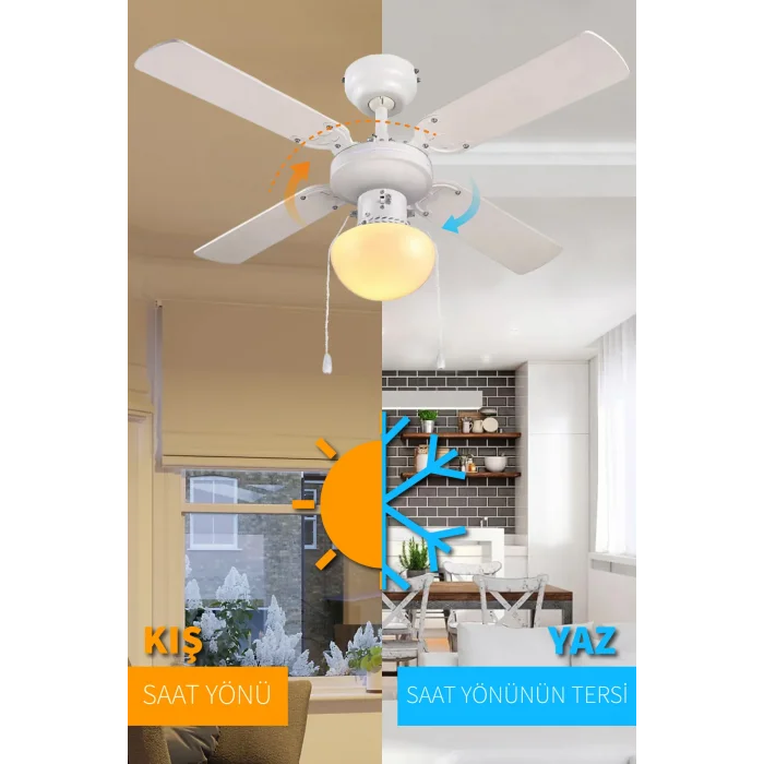 Colours Eko Tavan Vantilatörü Beyaz Kanat 92 cm