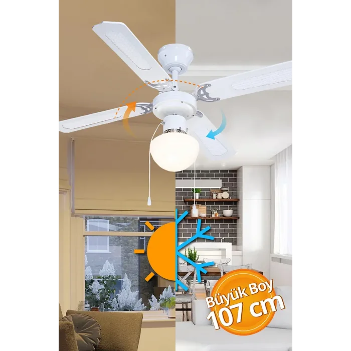 Colours Lari 4 Kanatlı Aydınlatmalı Tavan Vantilatörü Beyaz