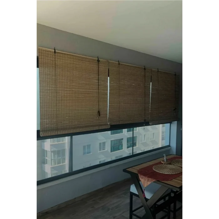 Evesen Ahşap Bambu Stor Perde Bej