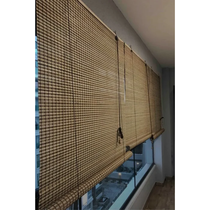 Evesen Ahşap Bambu Stor Perde Bej