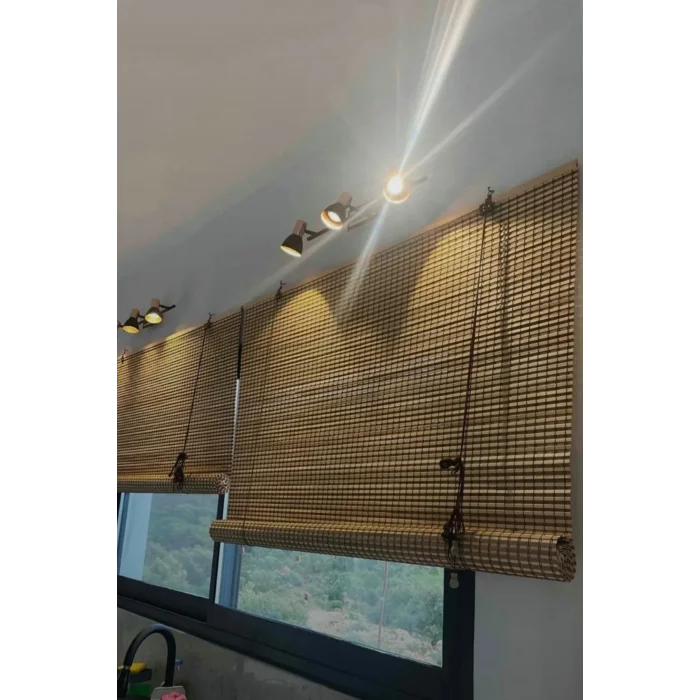 Evesen Ahşap Bambu Stor Perde Bej